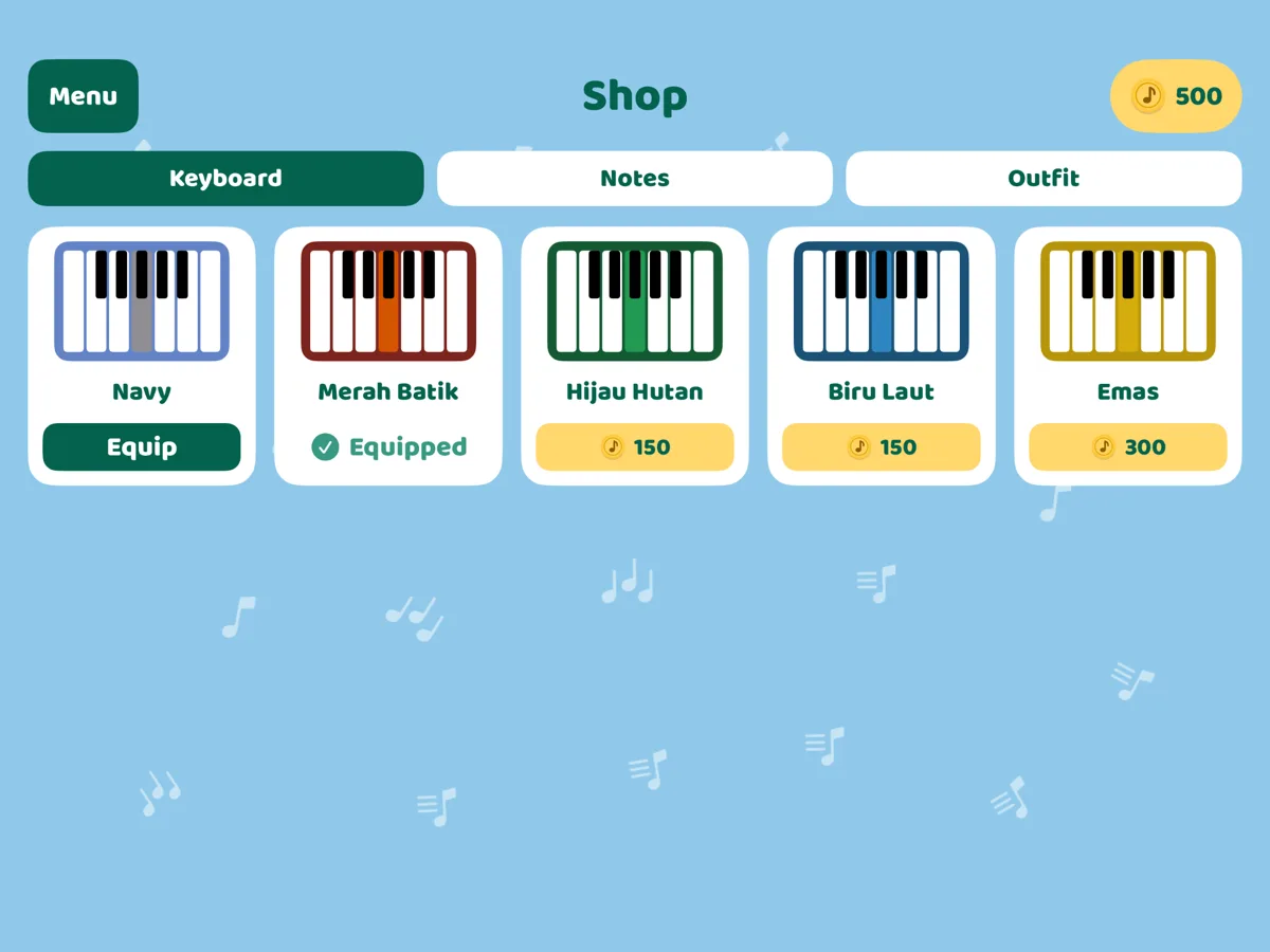 Shop with keyboard skins bought with coins